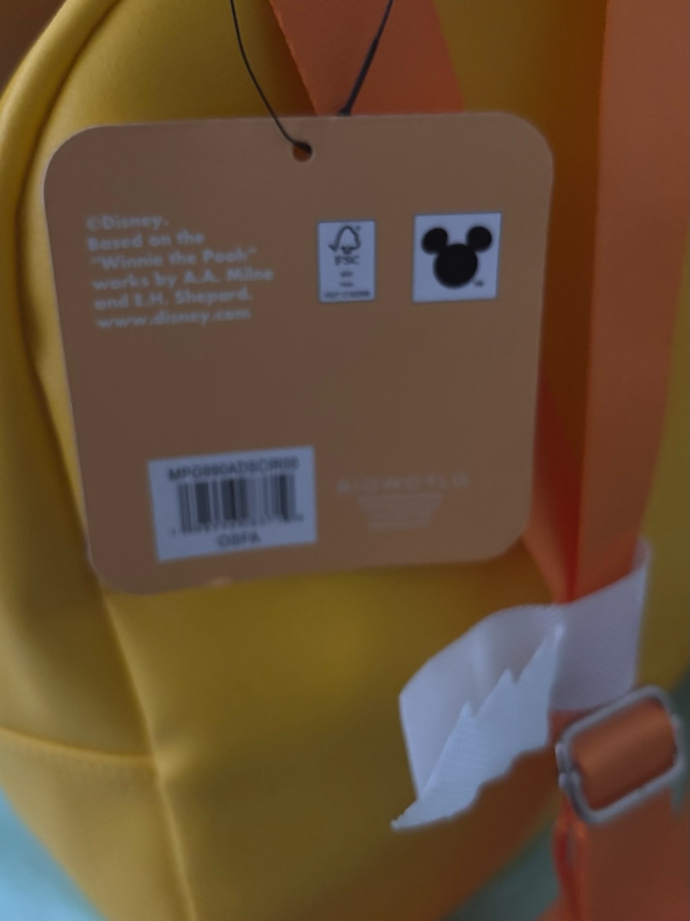 Disney Yellow Winnie the Pooh Kids Backpack with Red Pocket - Picture 5 of 5